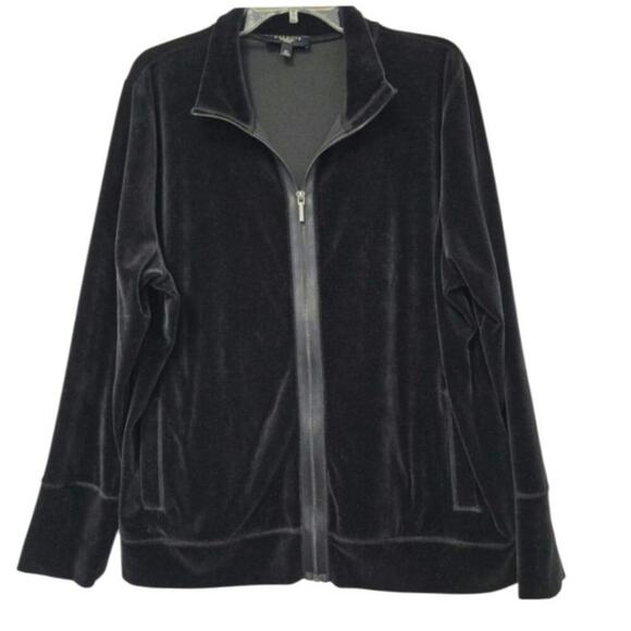 Talbot Womens Plus Velour Black Jacket Coat Size 3X Black Winter lightweight - Picture 1 of 5